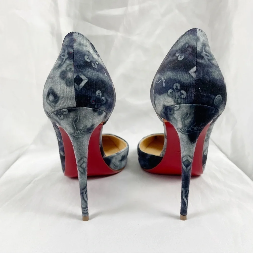 Christian Louboutin Iriza Jean Punk Pointed Toe Logo Stiletto Pumps EU 40.5